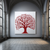 Celestial Heritage Family Tree Wall Decal in a Foyer. Red coloured family tree displayed at the end of a large hallway under an arch.