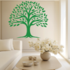 Infinite Roots Family Tree Wall Decal in a living room. Green coloured family tree displayed on white / off-white wall in a living room with white / off-white color scheme.