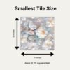 Size illustration for smallest (6 Inch X 6 Inch) Embossed Mother of Pearl backsplash tile.
