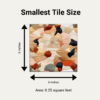 Size illustration for smallest (6 Inch X 6 Inch) Pink Sakura Cherry Blossoms backsplash tile.