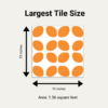 Size illustration for largest (15 Inch X 15 Inch) Modern Orange backsplash tile.