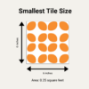 Size illustration for smallest (6 Inch X 6 Inch) Modern Orange backsplash tile.