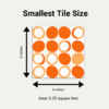Size illustration for smallest (6 Inch X 6 Inch) Orange and Yellow Modern backsplash tile.