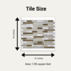 Size illustration for (12 Inch X 12 Inch) Grey and Brown Marble backsplash tile.