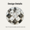 Zoomed-in detail of a Black and White Metallic Inlay Marble tile backsplash with peel and stick application.