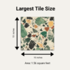 Size illustration for largest (15 Inch X 15 Inch) Green Stones Terrazzo backsplash tile.