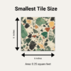 Size illustration for smallest (6 Inch X 6 Inch) Green Stones Terrazzo backsplash tile.