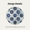 Zoomed-in detail of a Moroccan Zellige Blue Floral tile backsplash with peel and stick application.